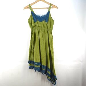 VTG Matilda Jane Good Hart Summer Dress Womens Large Crochet Asymmetric Bohemian